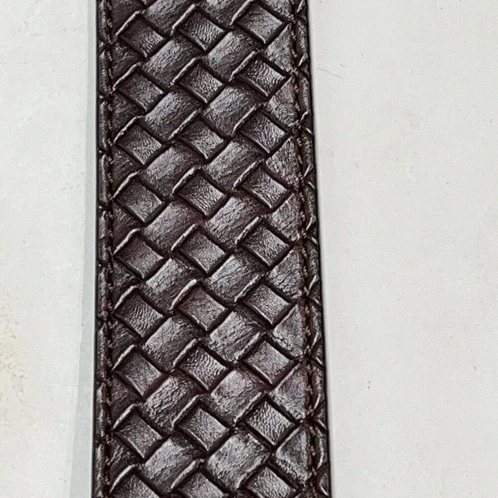 Frye‎ Co Belt Womens M Brown Faux Leather Woven Pattern Casual Western Rodeo